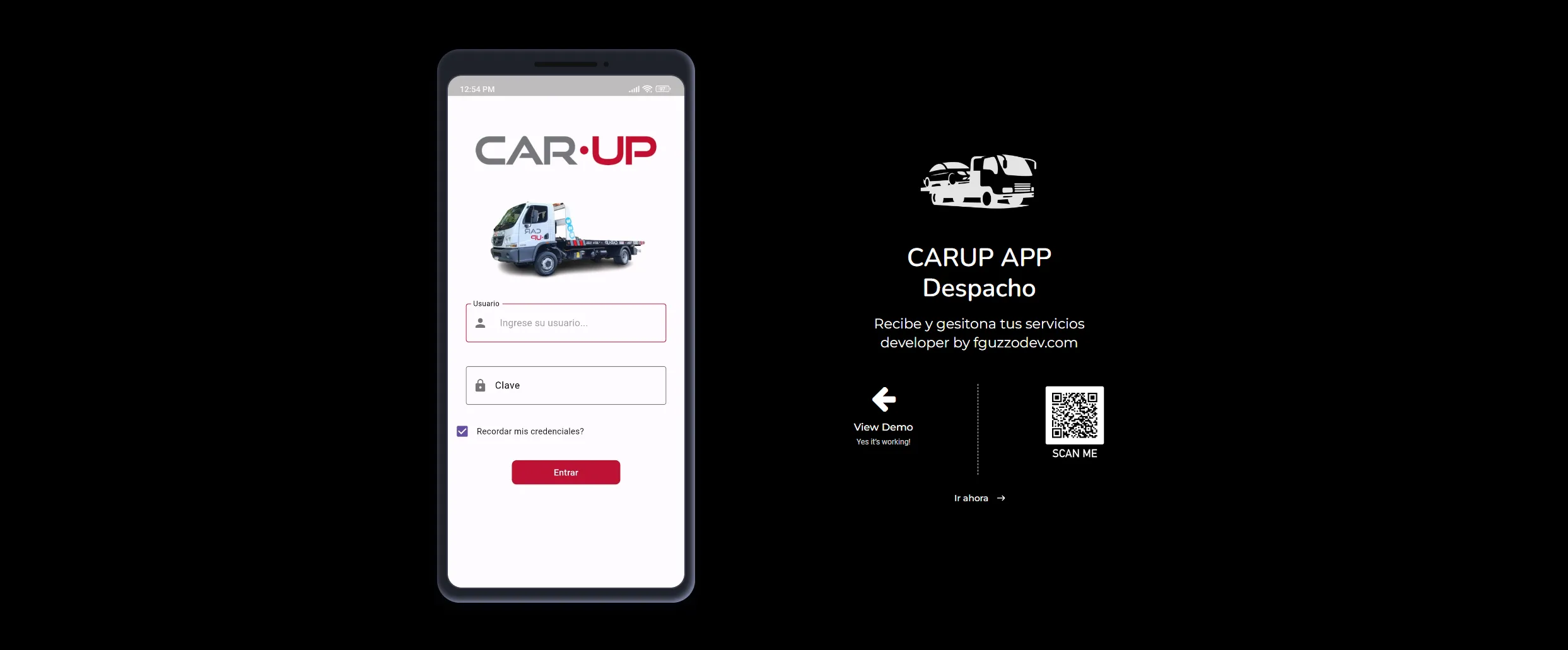 A screenshot of carup-app